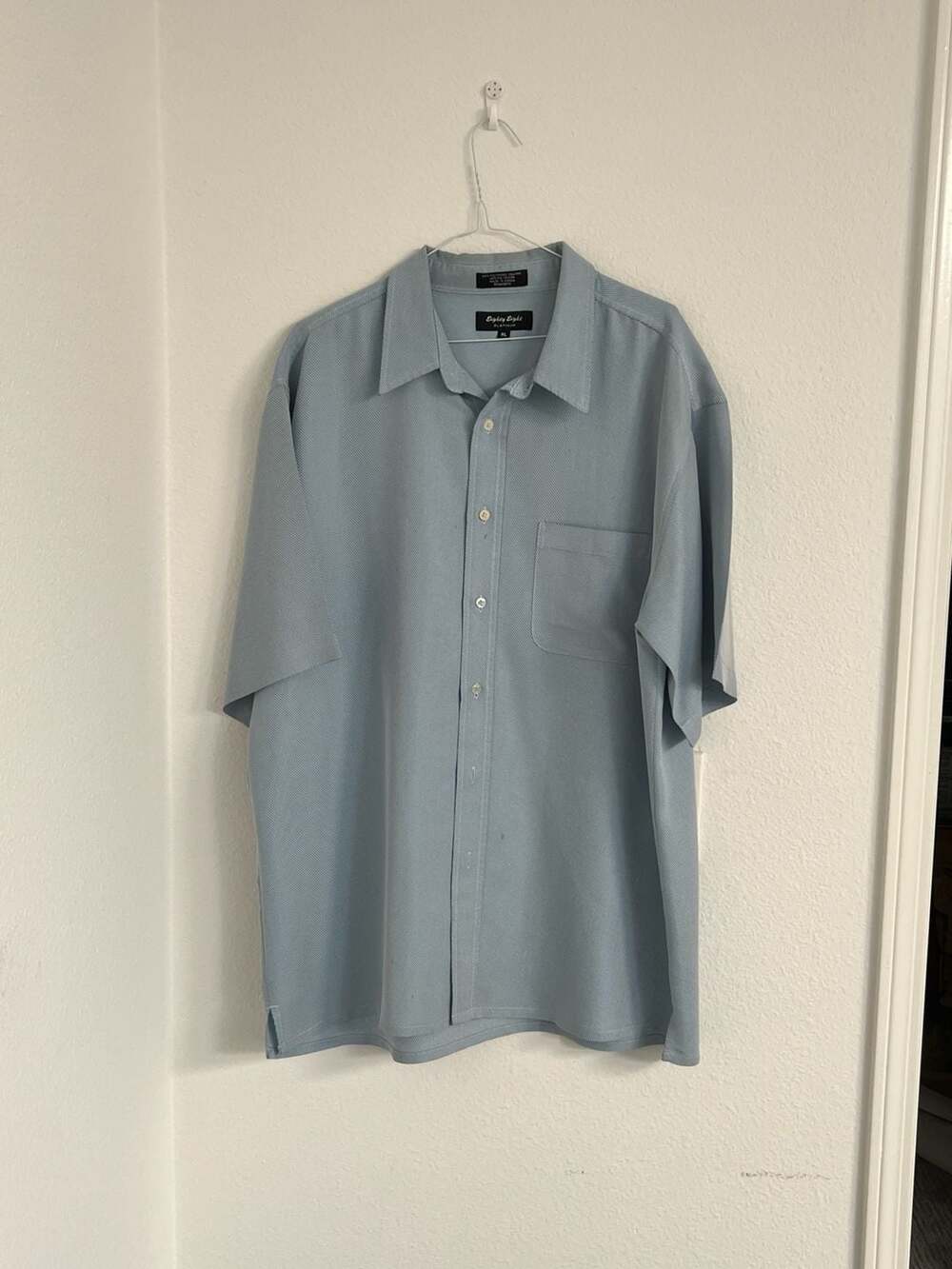 Eighty Eight Platinum Men's Light Blue Short Sleeve Textured Button Down Shirt X
